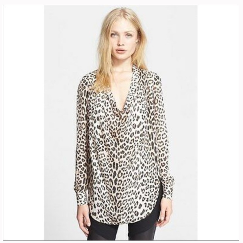 Haute Hippie Silk Long Sleeve Cowl Neck Blouse XS
